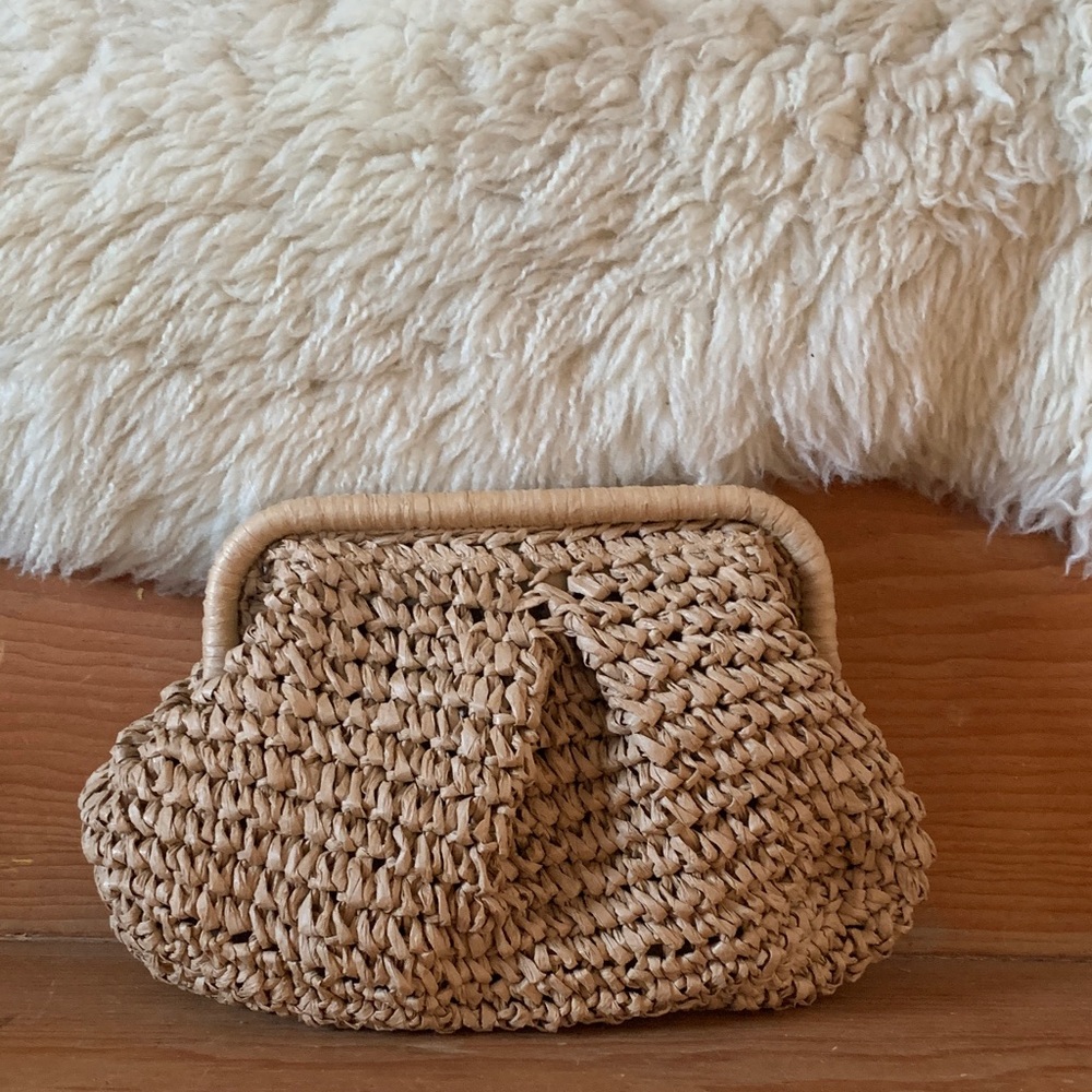 Elegant Tan Woven Clutch